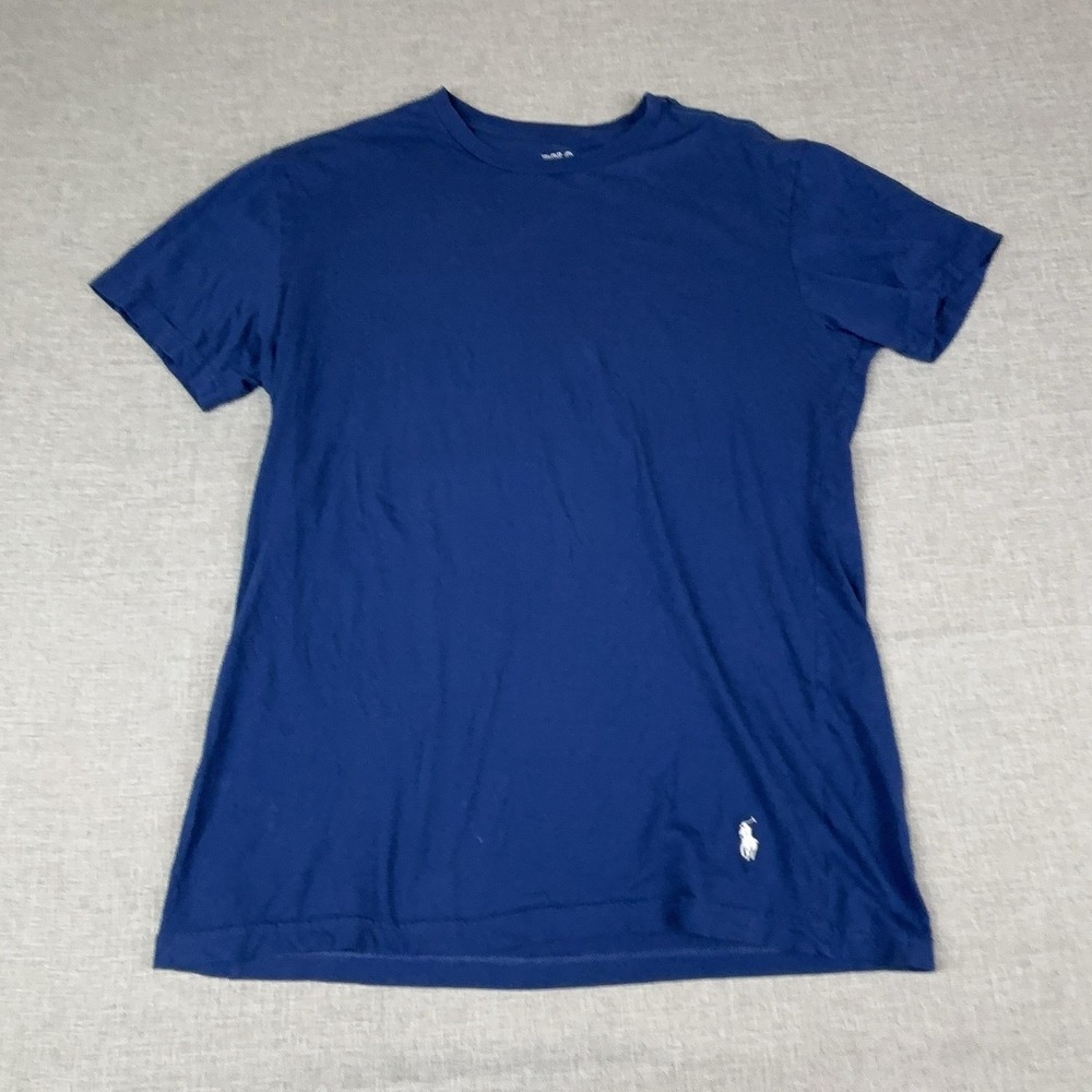 Polo Ralph Lauren Shirt Mens L Blue Tagless Crewneck Slim Fit Logo Jersey